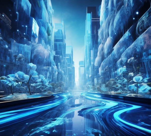 蓝色科技的动态图，技术与艺术的完美融合